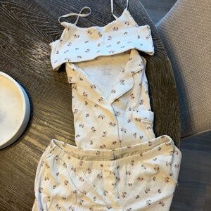 Nuuds Bralette and Pajama set in Ditsy Pearl